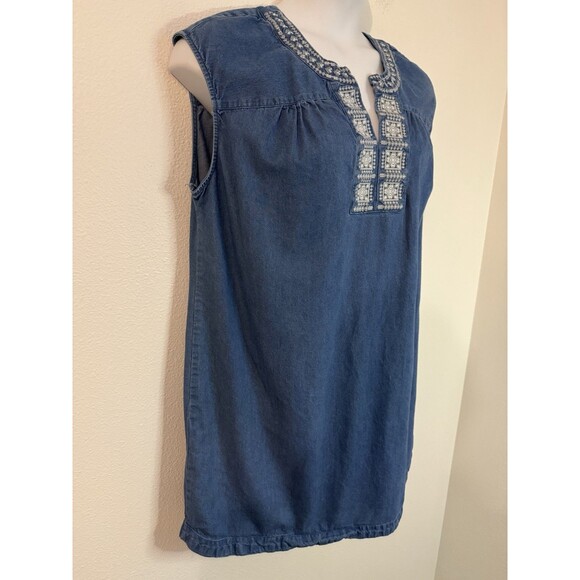Knox Rose Womens Chambray Embroidered Tunic Sleeveless Dress XXL 65% Cotton - Picture 3 of 8